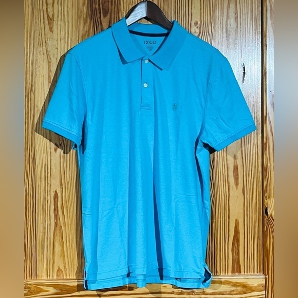 Izod Golf Turquoise Blue Short Sleeve Polo Shirt with Stretch - Picture 1 of 9